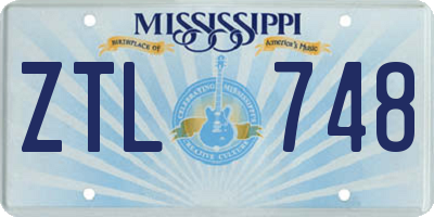 MS license plate ZTL748
