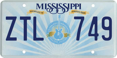 MS license plate ZTL749