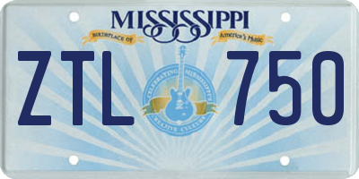 MS license plate ZTL750