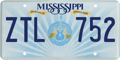 MS license plate ZTL752