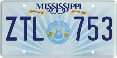 MS license plate ZTL753