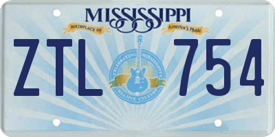 MS license plate ZTL754