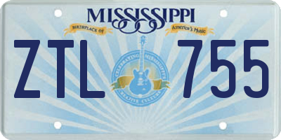 MS license plate ZTL755