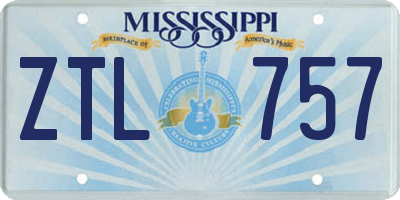 MS license plate ZTL757