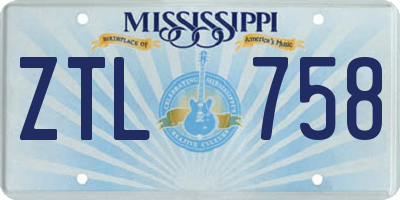 MS license plate ZTL758