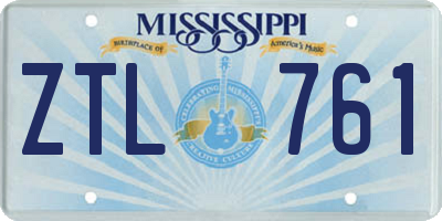 MS license plate ZTL761