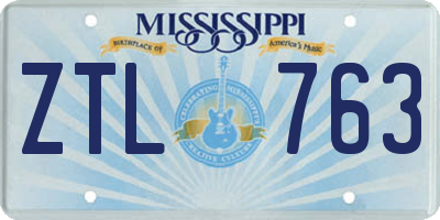 MS license plate ZTL763