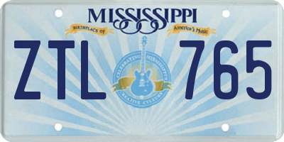 MS license plate ZTL765