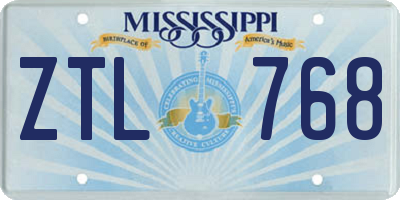 MS license plate ZTL768