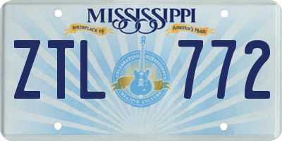 MS license plate ZTL772