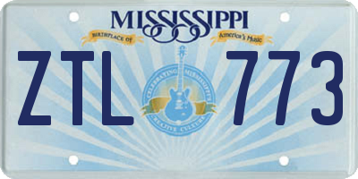 MS license plate ZTL773