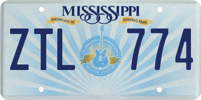 MS license plate ZTL774