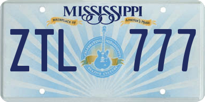 MS license plate ZTL777