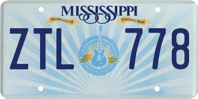 MS license plate ZTL778
