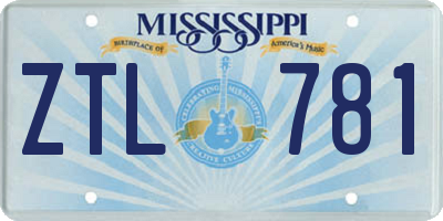 MS license plate ZTL781