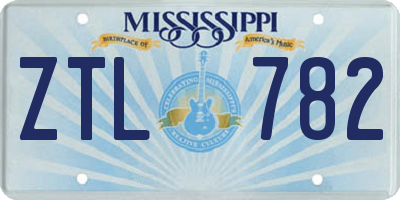 MS license plate ZTL782