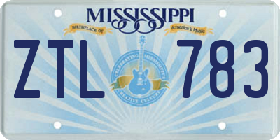 MS license plate ZTL783