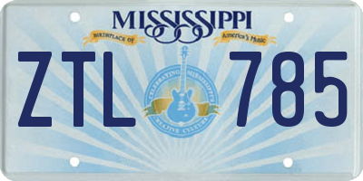 MS license plate ZTL785