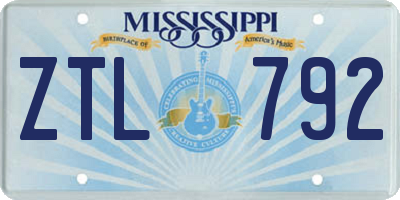 MS license plate ZTL792