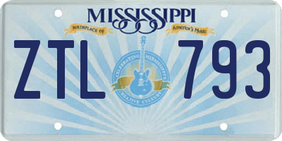 MS license plate ZTL793