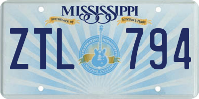 MS license plate ZTL794