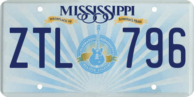 MS license plate ZTL796