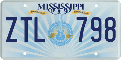 MS license plate ZTL798