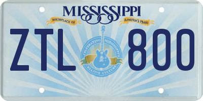 MS license plate ZTL800