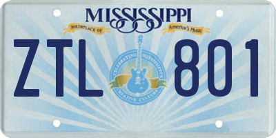 MS license plate ZTL801