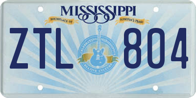 MS license plate ZTL804