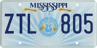 MS license plate ZTL805