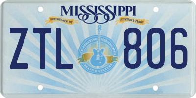 MS license plate ZTL806
