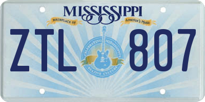 MS license plate ZTL807