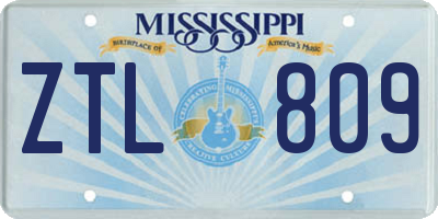 MS license plate ZTL809