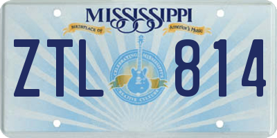 MS license plate ZTL814