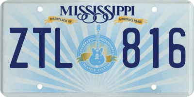 MS license plate ZTL816