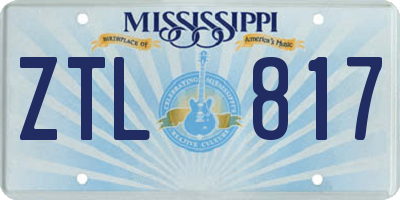 MS license plate ZTL817