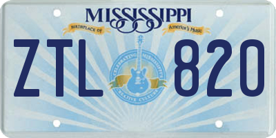 MS license plate ZTL820