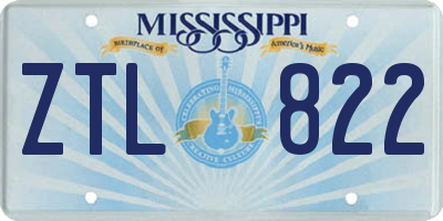 MS license plate ZTL822