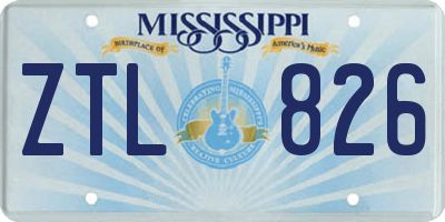 MS license plate ZTL826