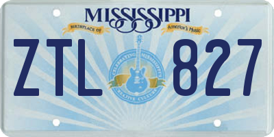 MS license plate ZTL827