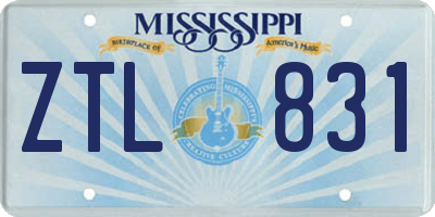 MS license plate ZTL831