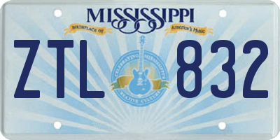 MS license plate ZTL832