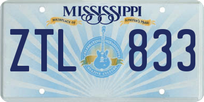 MS license plate ZTL833