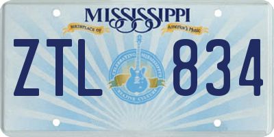 MS license plate ZTL834
