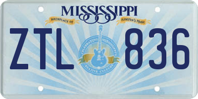 MS license plate ZTL836