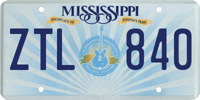 MS license plate ZTL840