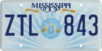 MS license plate ZTL843