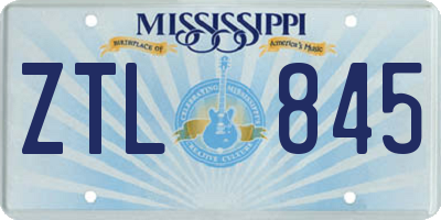 MS license plate ZTL845