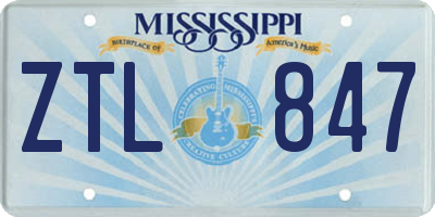 MS license plate ZTL847